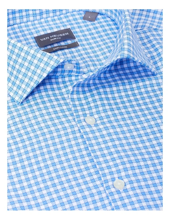 Van Heusen Slim Long Sleeve Jacquard Check Shirt In Blue 5 Van Heusen Slim Long Sleeve Jacquard Check Shirt In Blue - Image 3
