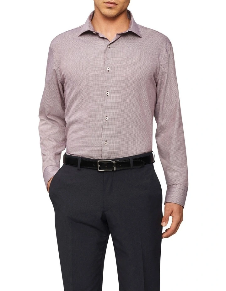 Van Heusen Slim Long Sleeve Herringbone Shirt In Red 3 Van Heusen Slim Long Sleeve Herringbone Shirt In Red