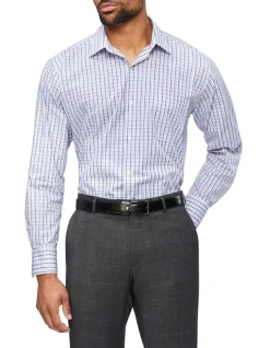 Van Heusen Classic Long Sleeve 2 Colour Mid Check Shirt In Pink/Blue