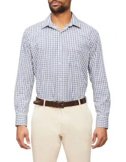 Van Heusen Classic Long Sleeve 2 Colour Mid Check Shirt In Navy/Green