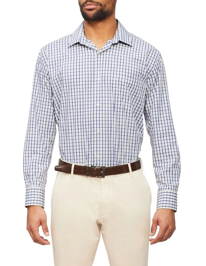 Van Heusen Classic Long Sleeve 2 Colour Mid Check Shirt In Navy/Green 3 Van Heusen Classic Long Sleeve 2 Colour Mid Check Shirt In Navy/Green