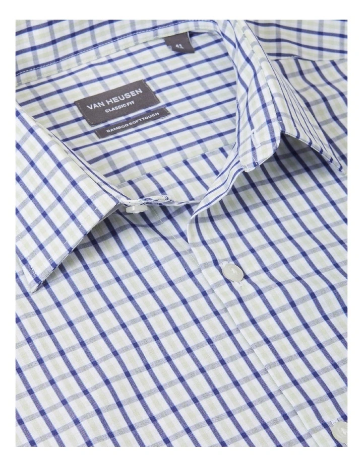 Van Heusen Classic Long Sleeve 2 Colour Mid Check Shirt In Navy/Green 6 Van Heusen Classic Long Sleeve 2 Colour Mid Check Shirt In Navy/Green - Image 4
