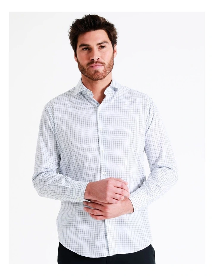 Van Heusen Tailored Long Sleeve 2 Colour Mid Check Shirt In Blue 3 Van Heusen Tailored Long Sleeve 2 Colour Mid Check Shirt In Blue