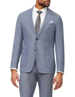 Van Heusen Slim Plain Linen Suit Jacket In Indigo
