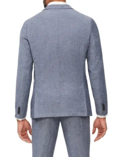 Van Heusen Slim Plain Linen Suit Jacket In Indigo -Cambridge Clothing shop 929808460 3 720x928