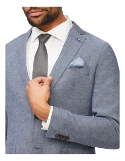 Van Heusen Slim Plain Linen Suit Jacket In Indigo -Cambridge Clothing shop 929808460 4 720x928