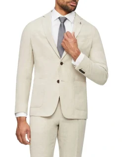 Van Heusen Slim Plain Linen Suit Jacket In Ecru