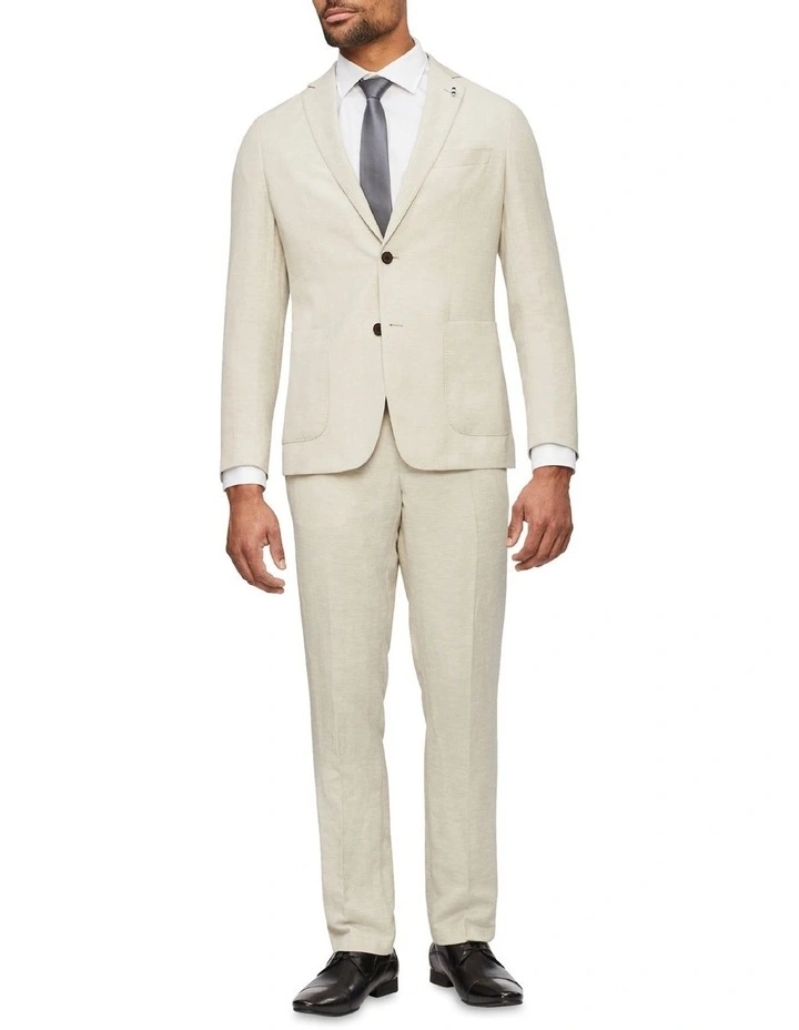 Van Heusen Slim Plain Linen Suit Jacket In Ecru 6 Van Heusen Slim Plain Linen Suit Jacket In Ecru - Image 4