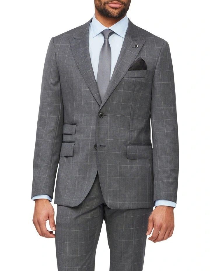 Van Heusen Black Label Tailored Window Pane Suit Jacket In Charcoal 3 Van Heusen Black Label Tailored Window Pane Suit Jacket In Charcoal