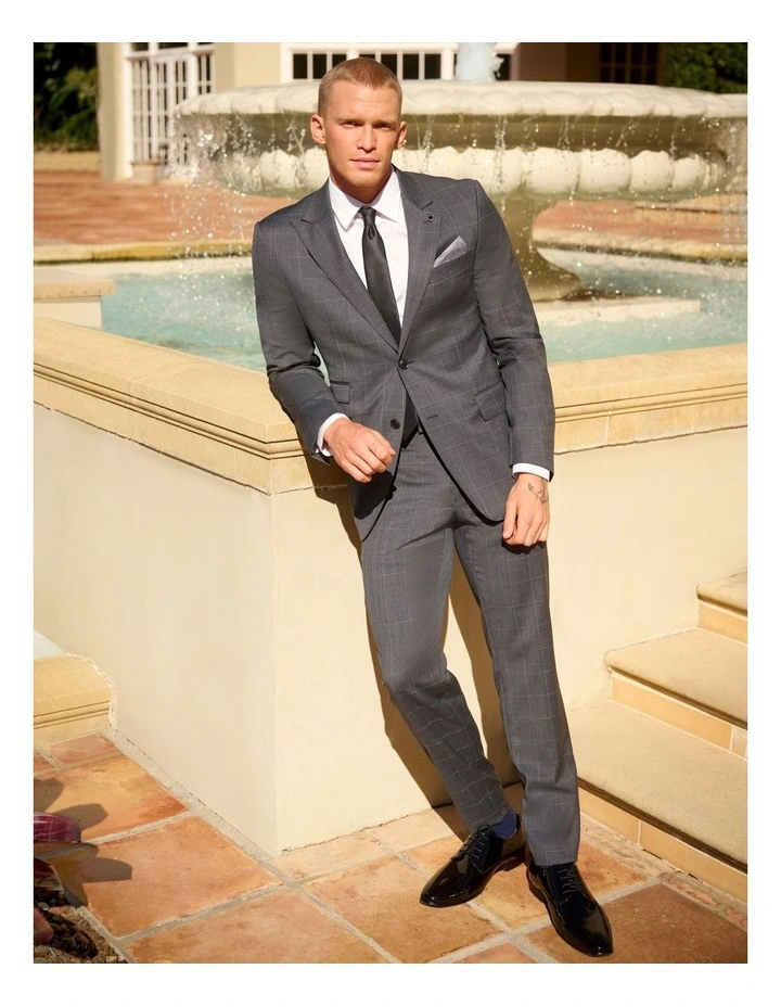 Van Heusen Black Label Tailored Window Pane Suit Jacket In Charcoal 4 Van Heusen Black Label Tailored Window Pane Suit Jacket In Charcoal - Image 2