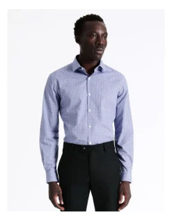 Blaq Slim Long Sleeve Houndstooth Shirt In Navy