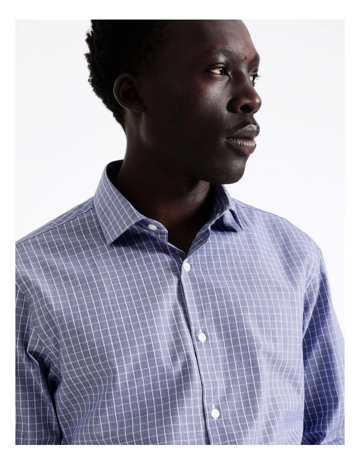 Blaq Slim Long Sleeve Houndstooth Shirt In Navy 5 Blaq Slim Long Sleeve Houndstooth Shirt In Navy - Image 3