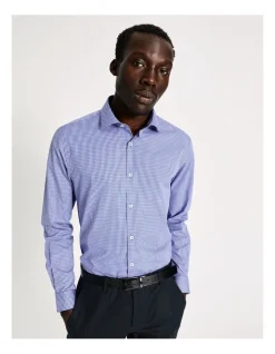 Blaq Slim Long Sleeve Mini Check Shirt In Blue