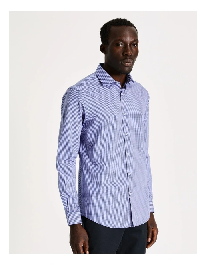 Blaq Slim Long Sleeve Mini Check Shirt In Blue 7 Blaq Slim Long Sleeve Mini Check Shirt In Blue - Image 5