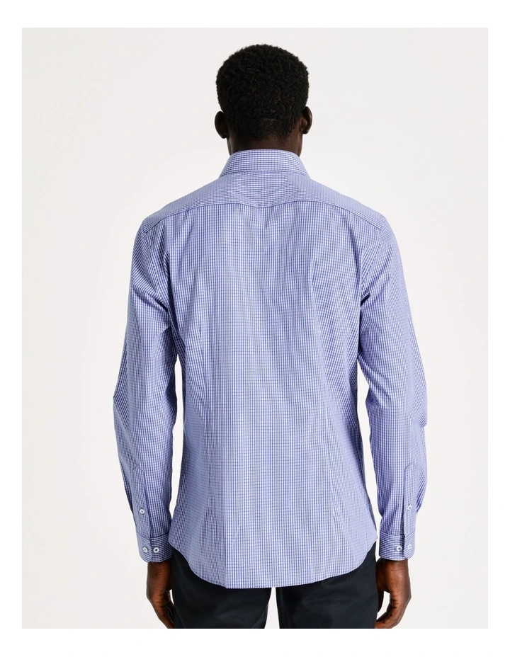 Blaq Slim Long Sleeve Mini Check Shirt In Blue 8 Blaq Slim Long Sleeve Mini Check Shirt In Blue - Image 6