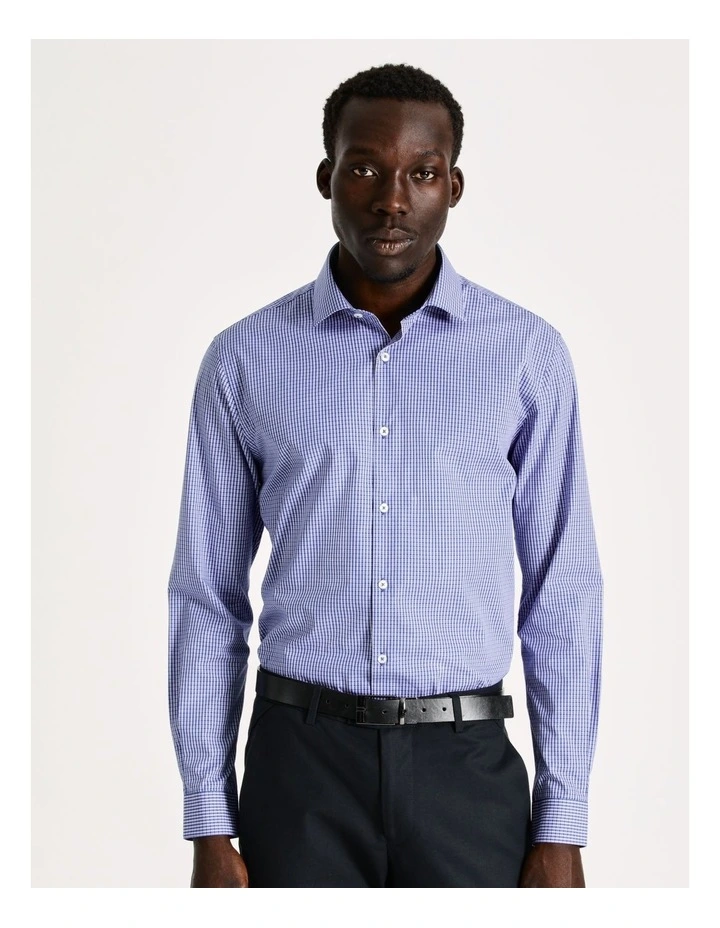 Blaq Slim Long Sleeve Mini Check Shirt In Blue 9 Blaq Slim Long Sleeve Mini Check Shirt In Blue - Image 7