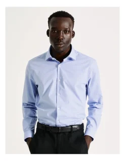 Blaq Tailored Long Sleeve Prince Of Wales Check Shirt In Sky