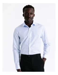 Blaq Tailored Long Sleeve Mini Stripe Shirt In Sky