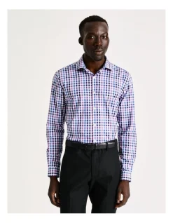 Blaq Slim Long Sleeve 3 Colour Check Shirt In Purple