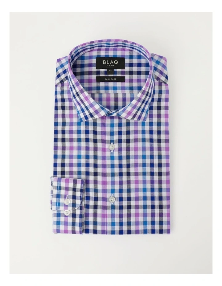 Blaq Slim Long Sleeve 3 Colour Check Shirt In Purple 8 Blaq Slim Long Sleeve 3 Colour Check Shirt In Purple - Image 6