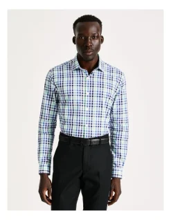 Blaq Slim Long Sleeve 3 Colour Check Shirt In Green