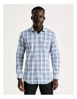 Blaq Slim Long Sleeve 3 Colour Check Shirt In Green -Cambridge Clothing shop 930648610 4 720x928