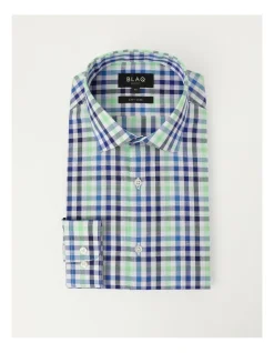 Blaq Slim Long Sleeve 3 Colour Check Shirt In Green -Cambridge Clothing shop 930648610 6 720x928