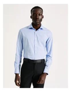 Blaq Slim Long Sleeve Mini Check Shirt In Sky