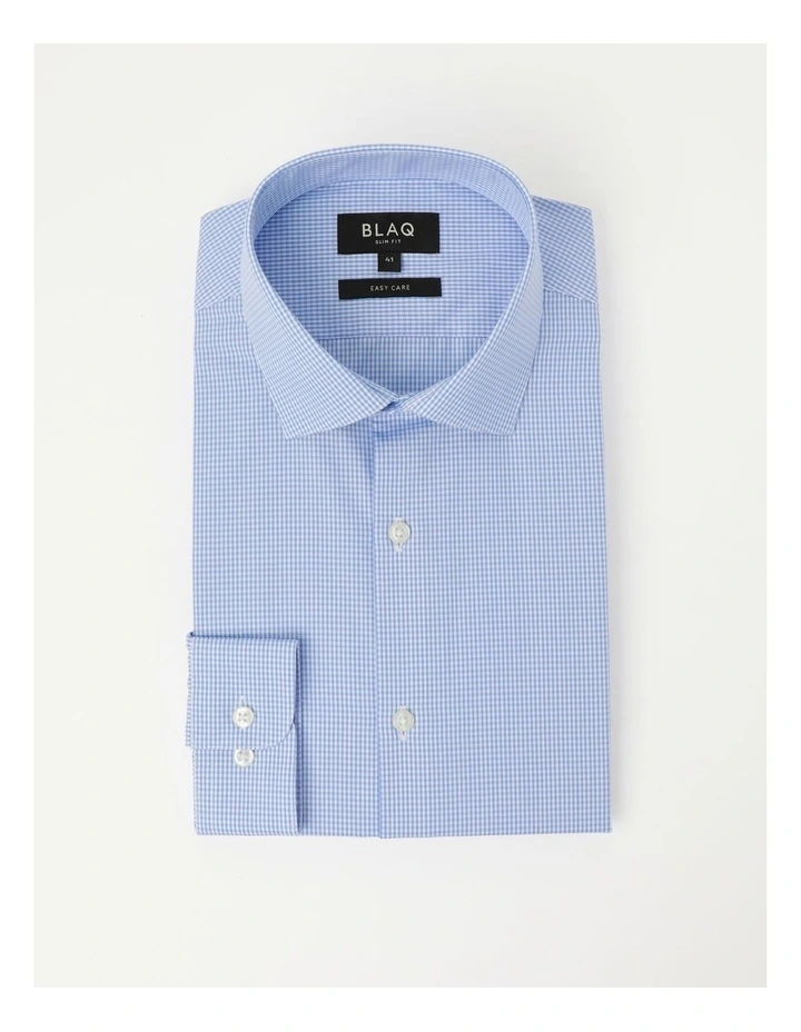 Blaq Slim Long Sleeve Mini Check Shirt In Sky 8 Blaq Slim Long Sleeve Mini Check Shirt In Sky - Image 6