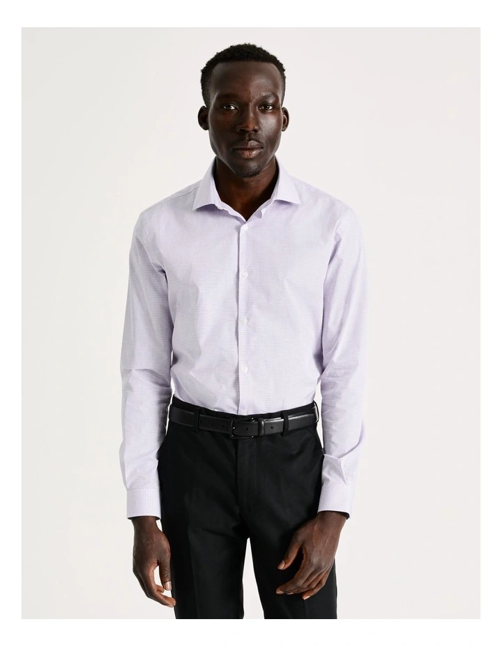 Blaq Slim Long Sleeve 2 Colour Mini Check Shirt In Purple 3 Blaq Slim Long Sleeve 2 Colour Mini Check Shirt In Purple