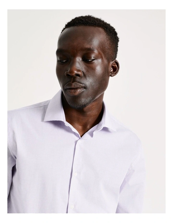 Blaq Slim Long Sleeve 2 Colour Mini Check Shirt In Purple 4 Blaq Slim Long Sleeve 2 Colour Mini Check Shirt In Purple - Image 2