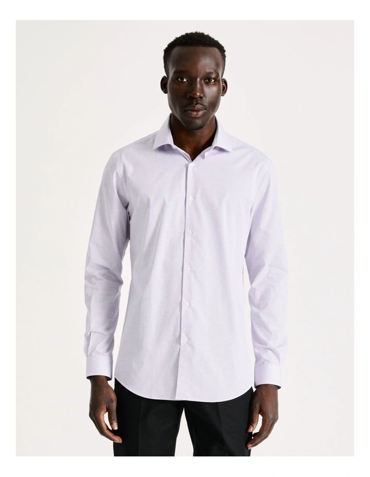 Blaq Slim Long Sleeve 2 Colour Mini Check Shirt In Purple 6 Blaq Slim Long Sleeve 2 Colour Mini Check Shirt In Purple - Image 4