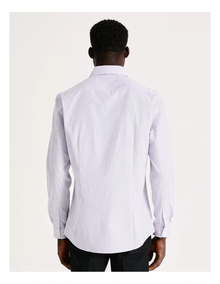 Blaq Slim Long Sleeve 2 Colour Mini Check Shirt In Purple 7 Blaq Slim Long Sleeve 2 Colour Mini Check Shirt In Purple - Image 5