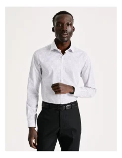 Blaq Tailored Long Sleeve 2 Colour Circle Print Shirt In Red