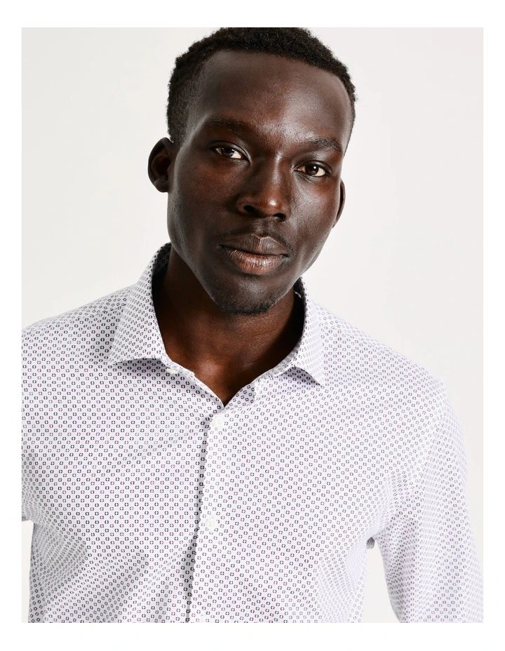 Blaq Tailored Long Sleeve 2 Colour Circle Print Shirt In Red 4 Blaq Tailored Long Sleeve 2 Colour Circle Print Shirt In Red - Image 2