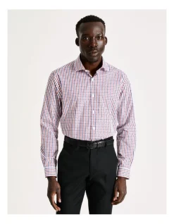 Blaq Tailored Long Sleeve 2 Colour Mid Check In Red