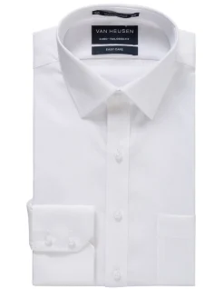 Van Heusen Herringbone Long Sleeve Business Shirt White