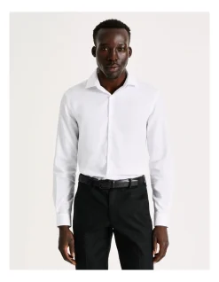 Blaq Slim Long Sleeve 1 Colour Stripe Shirt In White