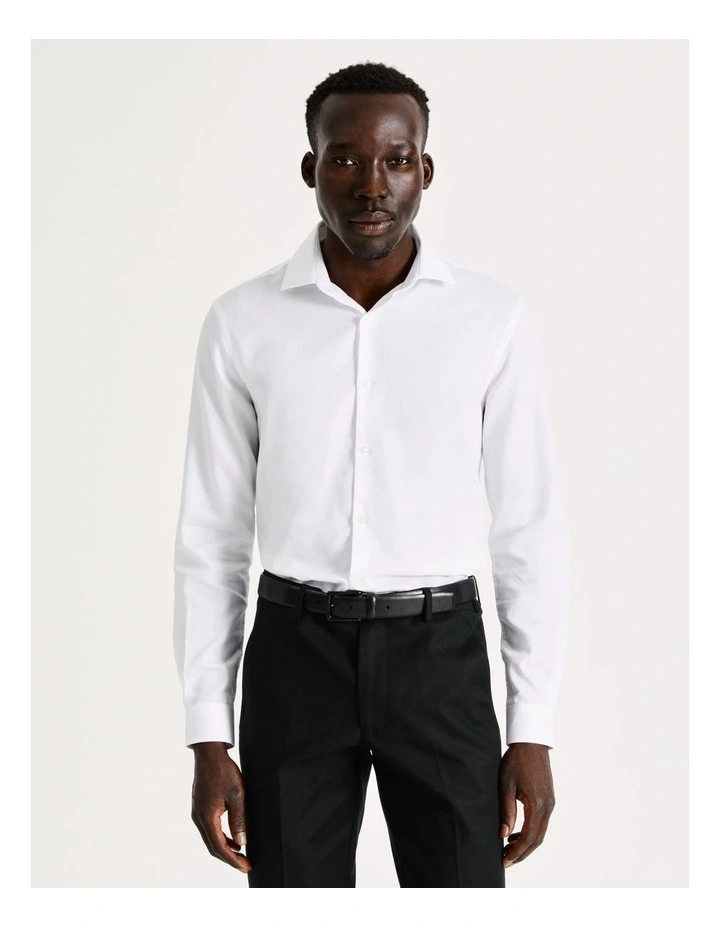 Blaq Slim Long Sleeve 1 Colour Stripe Shirt In White 3 Blaq Slim Long Sleeve 1 Colour Stripe Shirt In White