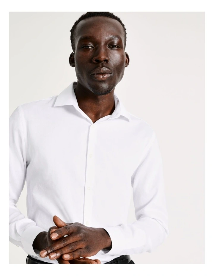 Blaq Slim Long Sleeve 1 Colour Stripe Shirt In White 5 Blaq Slim Long Sleeve 1 Colour Stripe Shirt In White - Image 3