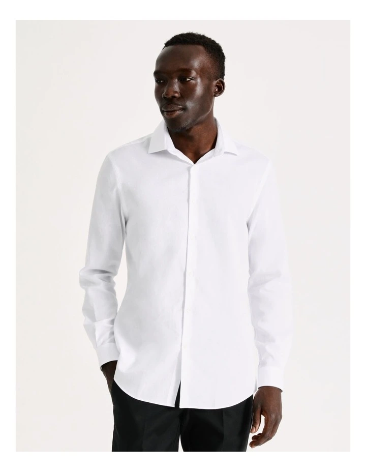 Blaq Slim Long Sleeve 1 Colour Stripe Shirt In White 7 Blaq Slim Long Sleeve 1 Colour Stripe Shirt In White - Image 5