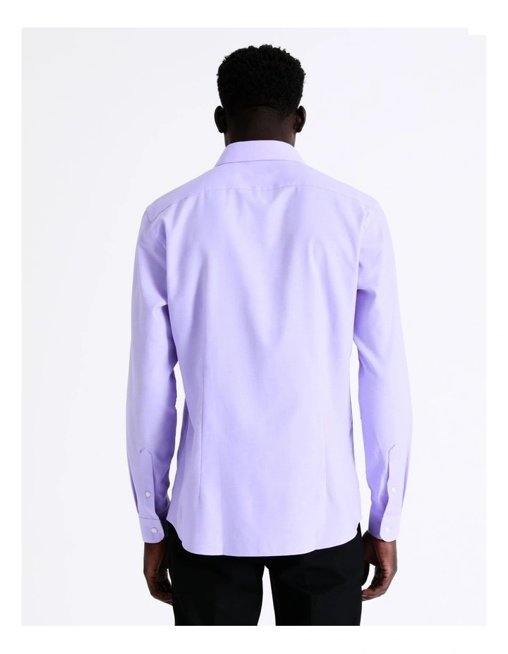 Blaq Slim Long Sleeve 1 Colour Dobby Shirt In Purple 5 Blaq Slim Long Sleeve 1 Colour Dobby Shirt In Purple - Image 3