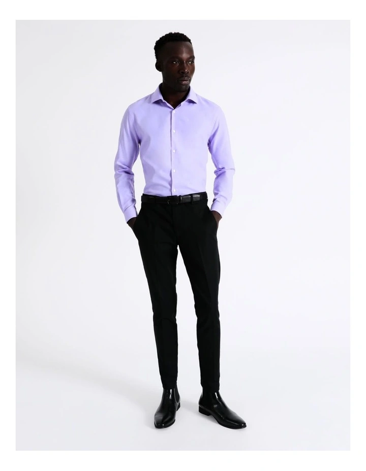 Blaq Slim Long Sleeve 1 Colour Dobby Shirt In Purple 6 Blaq Slim Long Sleeve 1 Colour Dobby Shirt In Purple - Image 4