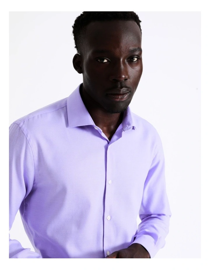 Blaq Slim Long Sleeve 1 Colour Dobby Shirt In Purple 7 Blaq Slim Long Sleeve 1 Colour Dobby Shirt In Purple - Image 5