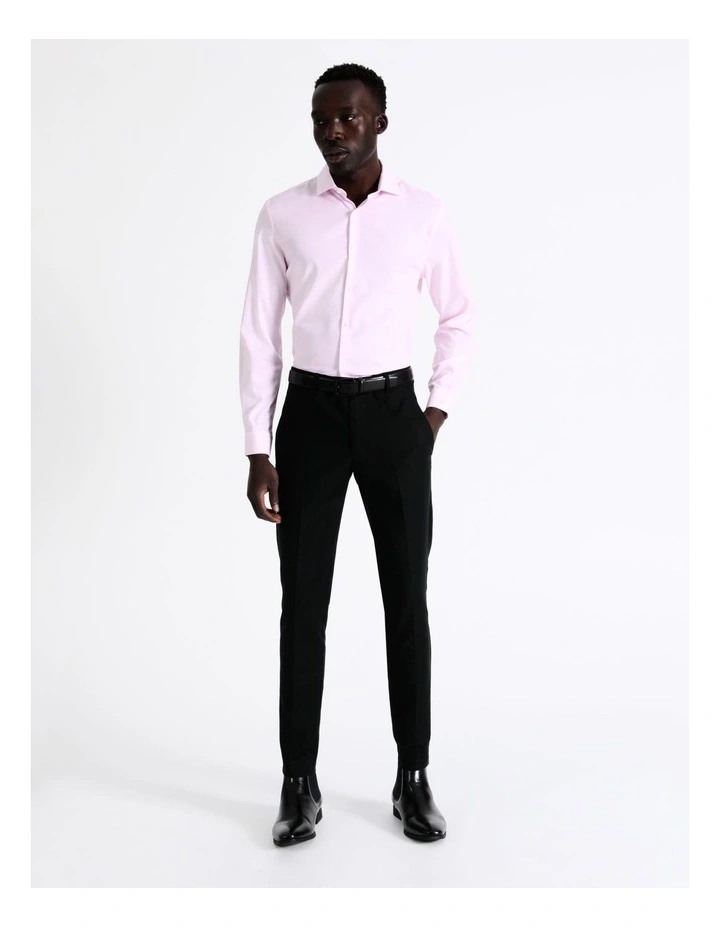 Blaq Slim Long Sleeve 1 Colour Dobby Shirt In Pink 6 Blaq Slim Long Sleeve 1 Colour Dobby Shirt In Pink - Image 4