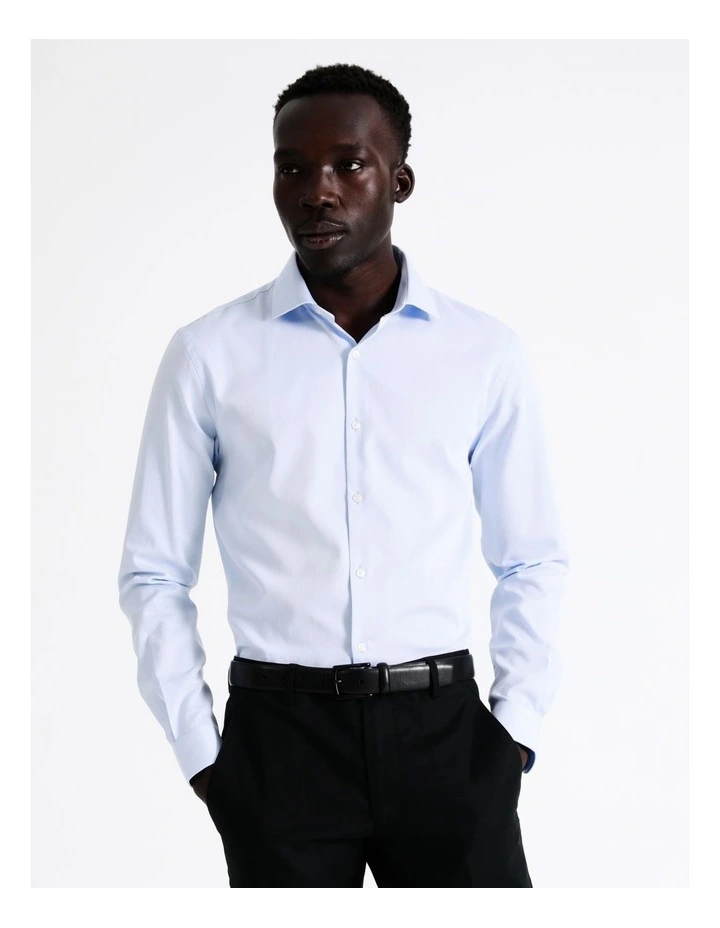 Blaq Slim Long Sleeve 1 Colour Dobby Shirt In Light Blue 3 Blaq Slim Long Sleeve 1 Colour Dobby Shirt In Light Blue