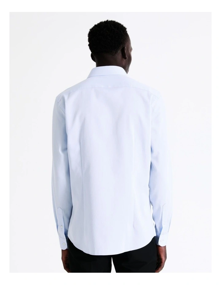 Blaq Slim Long Sleeve 1 Colour Dobby Shirt In Light Blue 5 Blaq Slim Long Sleeve 1 Colour Dobby Shirt In Light Blue - Image 3