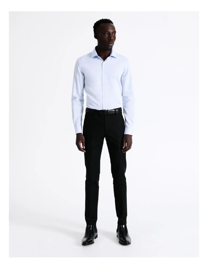 Blaq Slim Long Sleeve 1 Colour Dobby Shirt In Light Blue 6 Blaq Slim Long Sleeve 1 Colour Dobby Shirt In Light Blue - Image 4