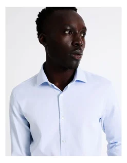 Blaq Slim Long Sleeve 1 Colour Dobby Shirt In Light Blue 13 Blaq Slim Long Sleeve 1 Colour Dobby Shirt In Light Blue -Cambridge Clothing shop 940487680 5 720x928