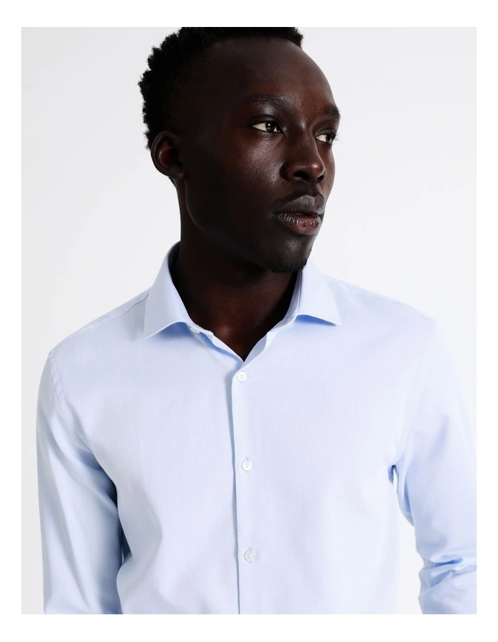Blaq Slim Long Sleeve 1 Colour Dobby Shirt In Light Blue 7 Blaq Slim Long Sleeve 1 Colour Dobby Shirt In Light Blue - Image 5